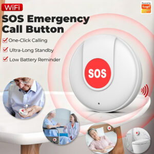 Tuya WiFi Smart SOS Emergency Button - Wireless Security Panic Switch with Rechargeable Battery App Scene Linkage Alarm